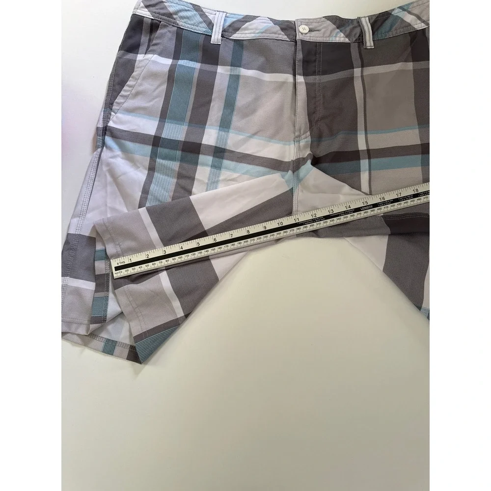 ONeill Hybrid Board Shorts Mens Grey Blue Plaid Swim Trunks 12106508P
